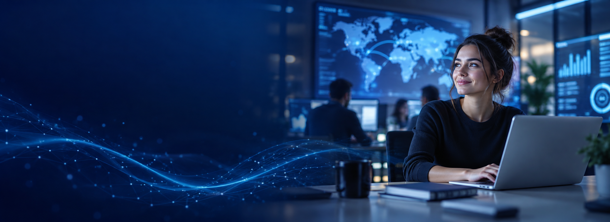 Modern digital team working with technology and analytics